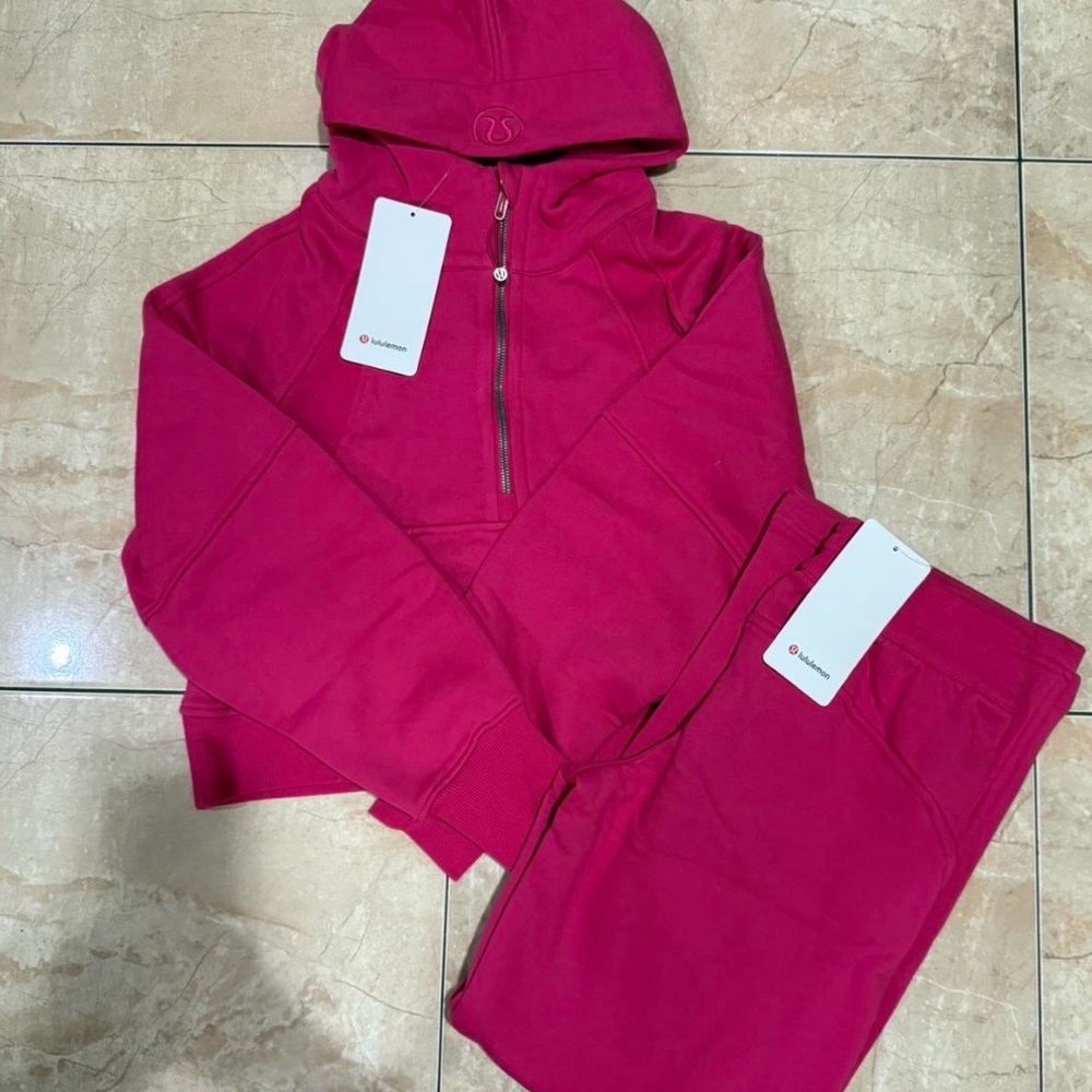 Lululemon Scuba Pink Half-Zip Hoodie & Scuba Joggers Set